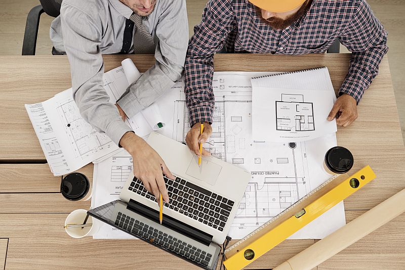 Civil engineers discussing work