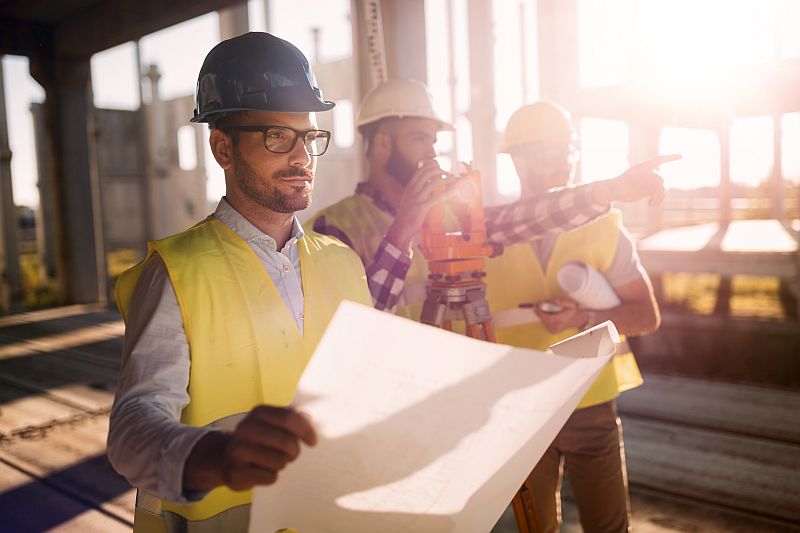 Picture of construction engineer working on building site